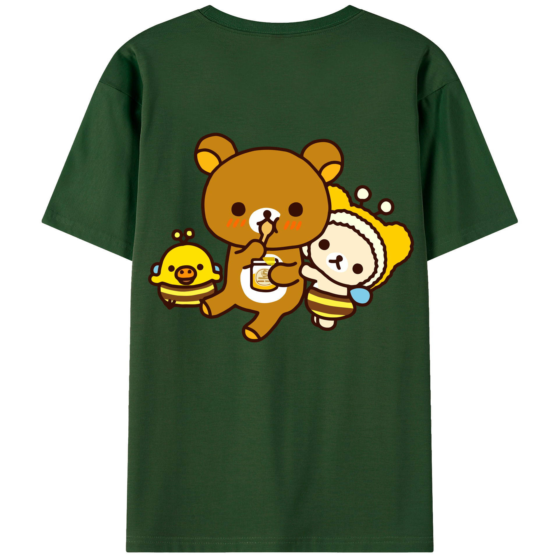 （画像用） リラックマ リラックマ キイロイトリ Rilakkuma Korilakkuma Kiiroitori 綿100％半袖Tシャツ（背面プリント）